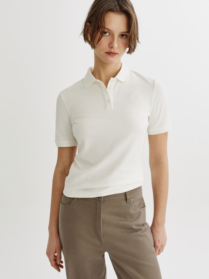 Поло Sela приталенное, белый, арт. 45389