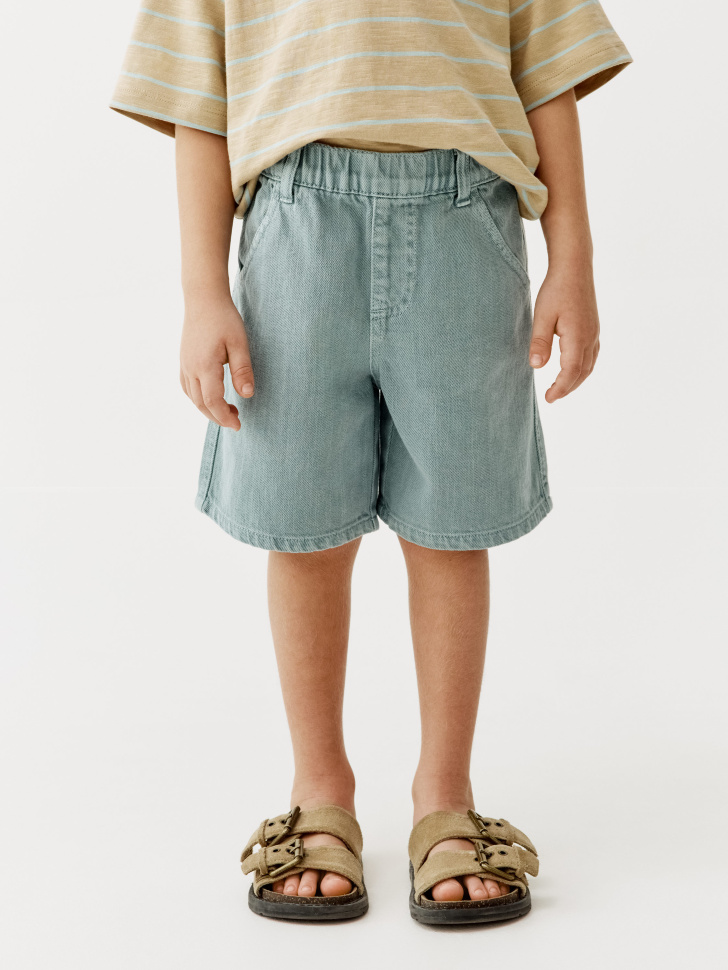 джинсовые шорты из твила для мальчиков от бренда sela вид слева