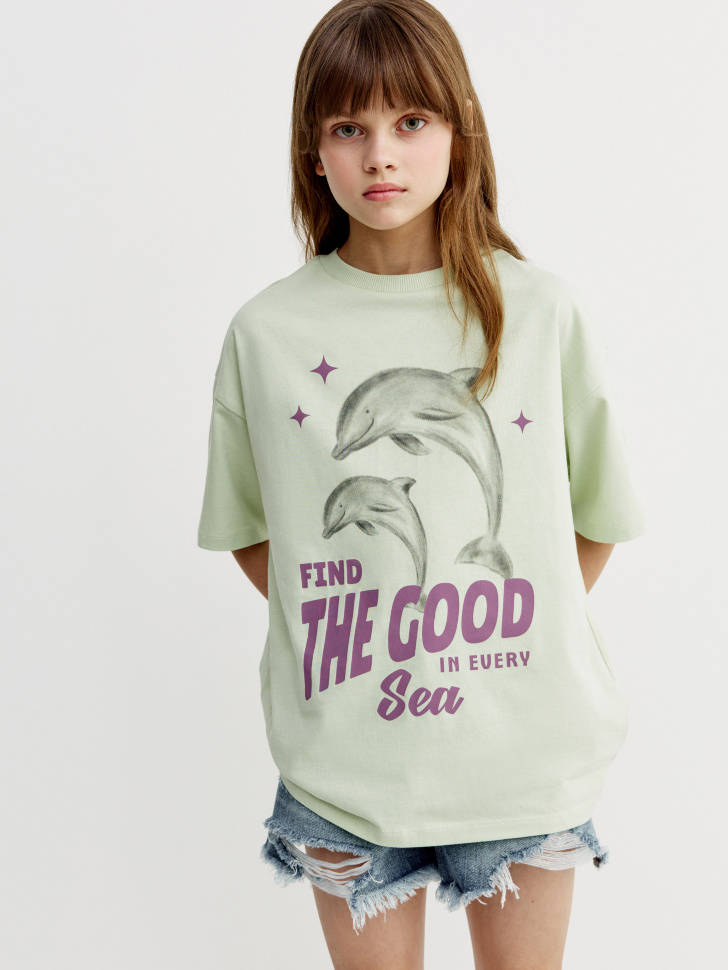 Футболка оверсайз с принтом для девочек 999₽