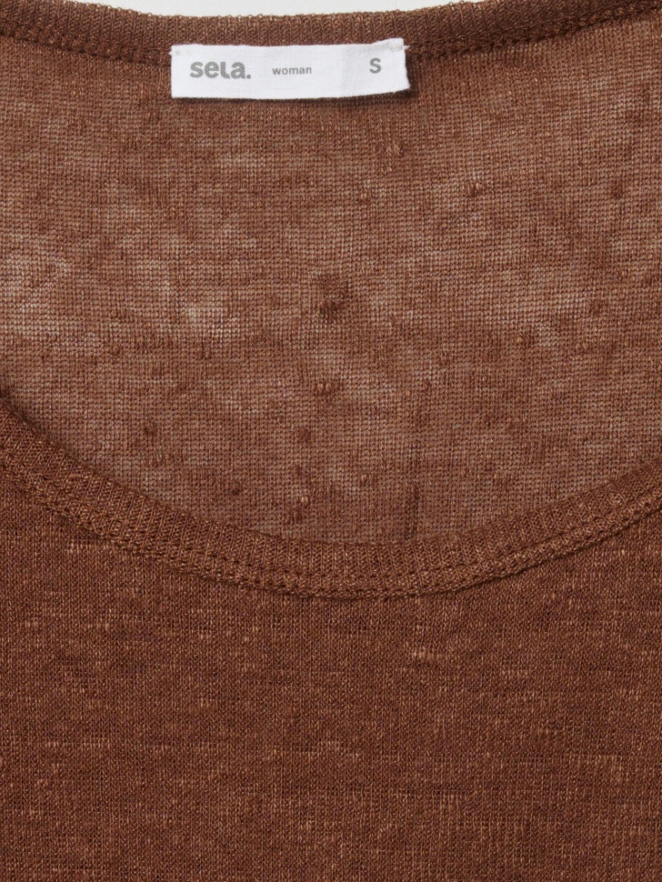 топ из льна с декоративной завязкой универсального стиля с лицевой стороны