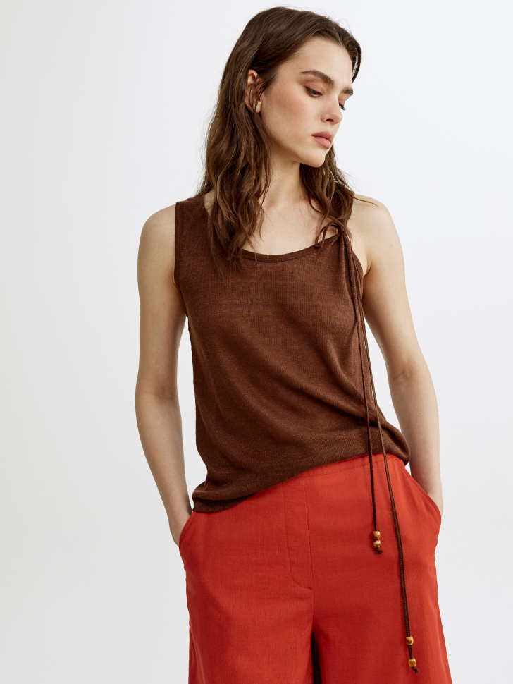 топ из льна с декоративной завязкой 4640611124991 фотография