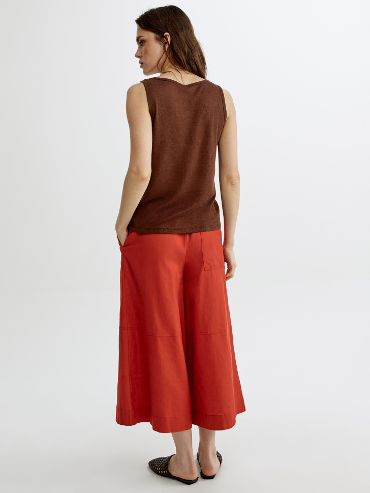 топ из льна с декоративной завязкой из россии вид сбоку