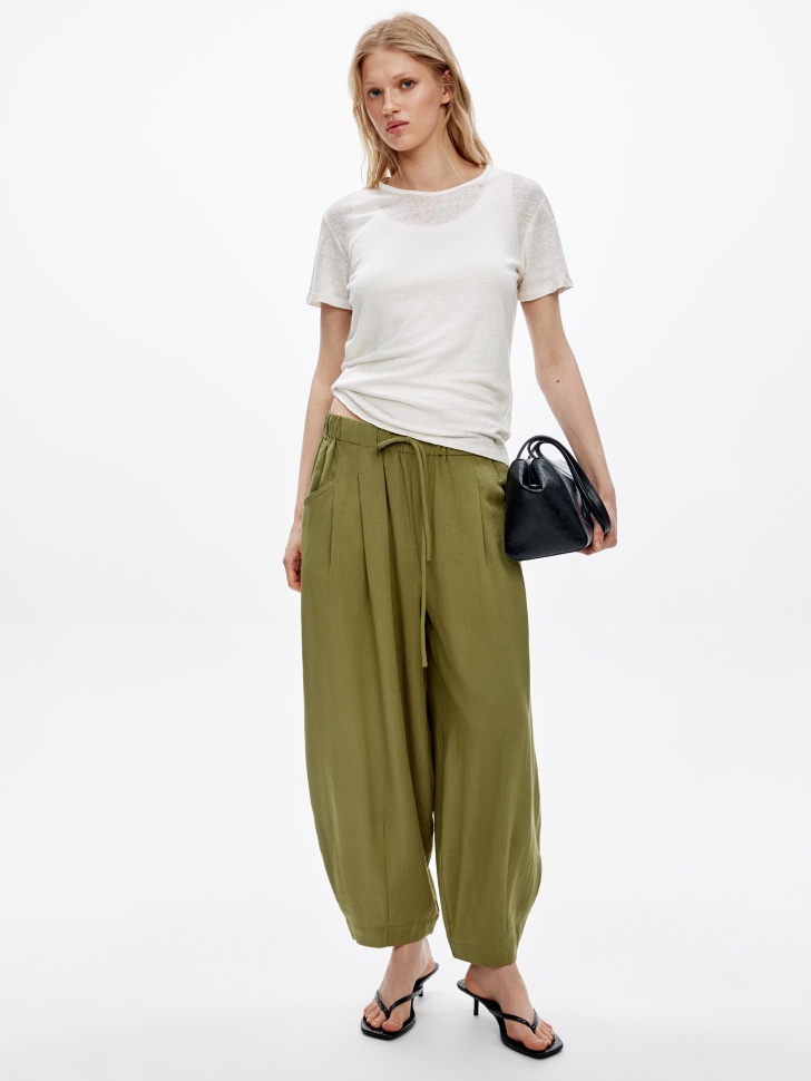 футболка полупрозрачная из льна от бренда sela вид слева