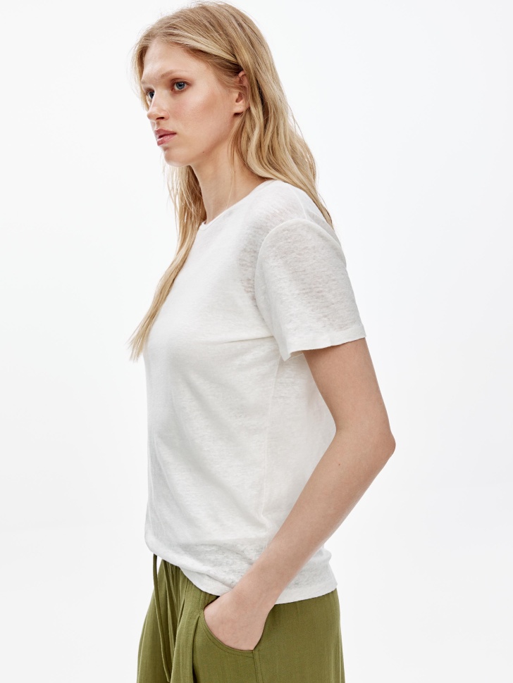 футболка полупрозрачная из льна по цене 2799 руб вид справа