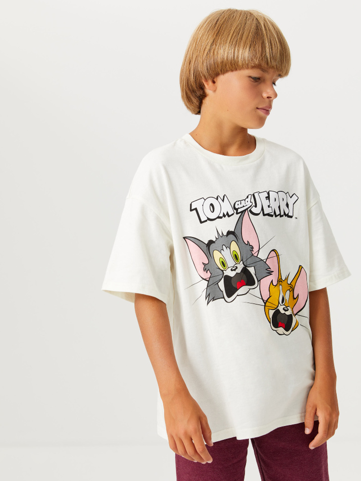 

Футболка с принтом Tom & Jerry для мальчиков, Белый