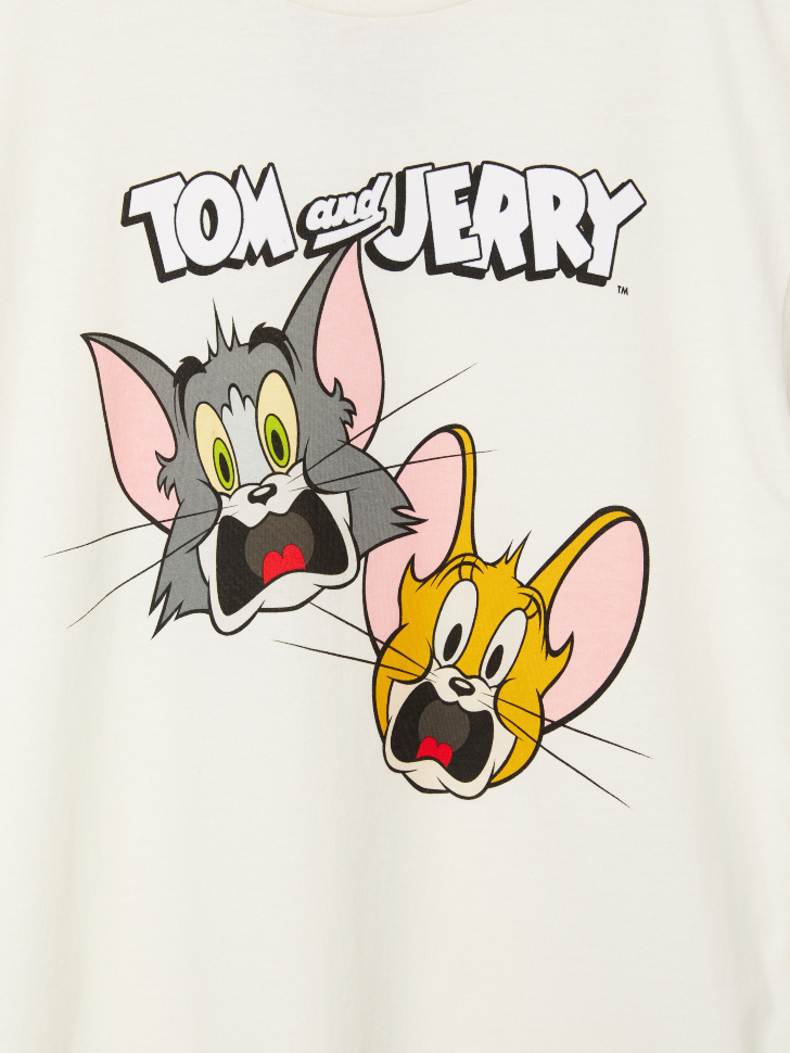 Футболка с принтом Tom & Jerry для мальчиков (белый, 122/ 7-8 YEARS) sela 4640078937394 - фото 3