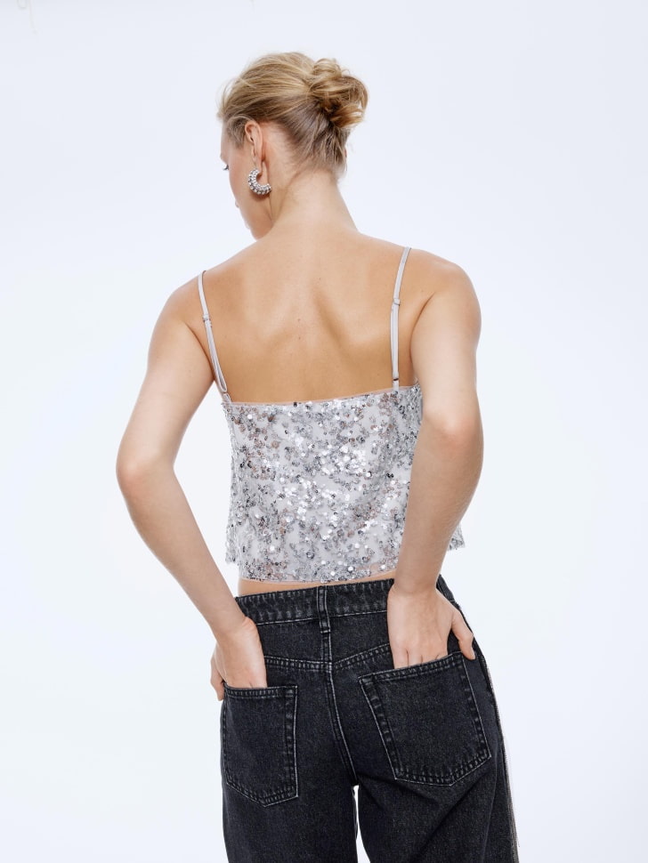укороченный топ с вышивкой из пайеток 4610517126580 в интернет магазине
