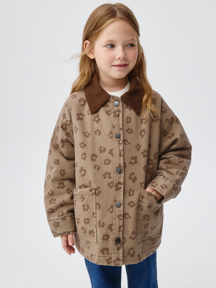 леопардовая куртка с вельветовым воротником для девочек 4680704947748 в интернет магазине
