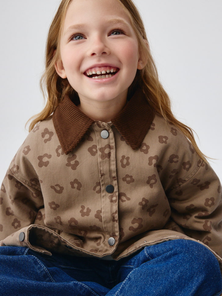 леопардовая куртка с вельветовым воротником для девочек 4680704947748 с промокодом