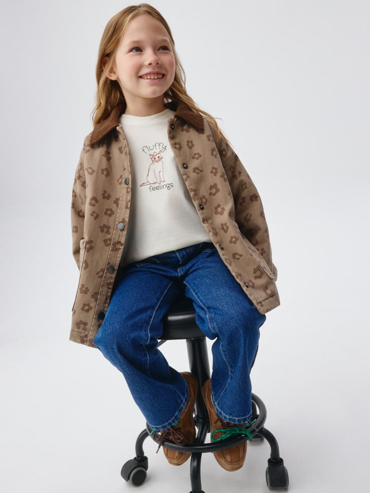 леопардовая куртка с вельветовым воротником для девочек 4680704947748 по распродаже