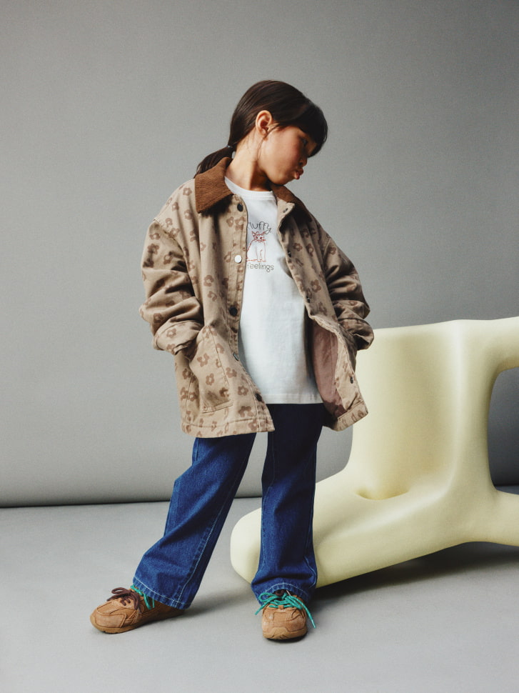 леопардовая куртка с вельветовым воротником для девочек 4680704947748 по акции