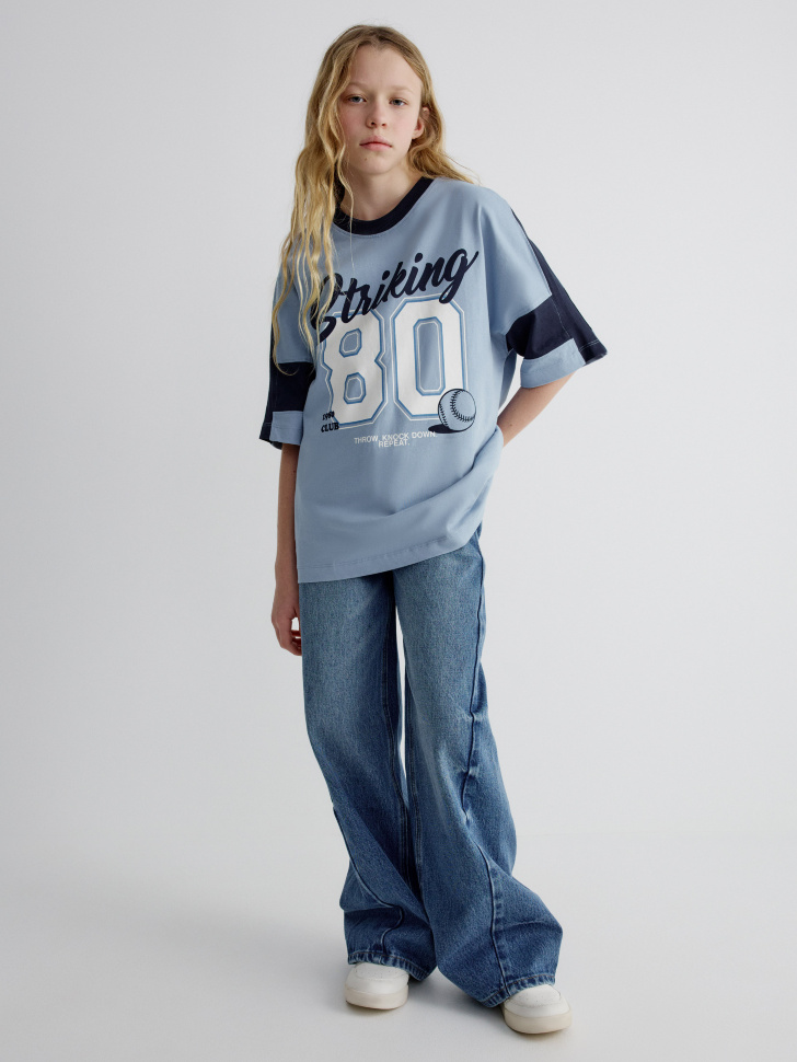 футболка оверсайз в спортивном стиле для девочек от бренда sela вид слева