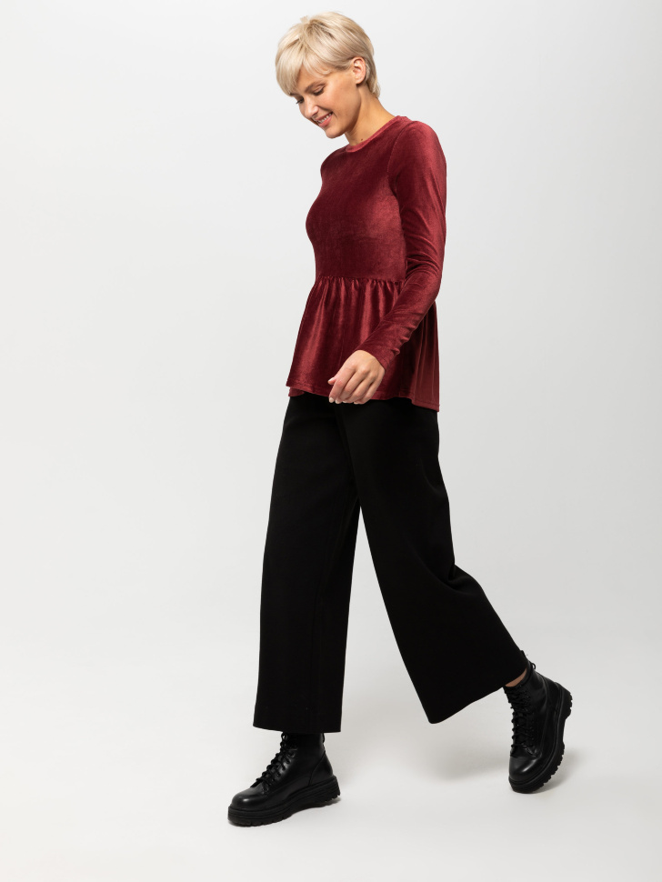 

Лонгслив из трикотажного вельвета, Красный