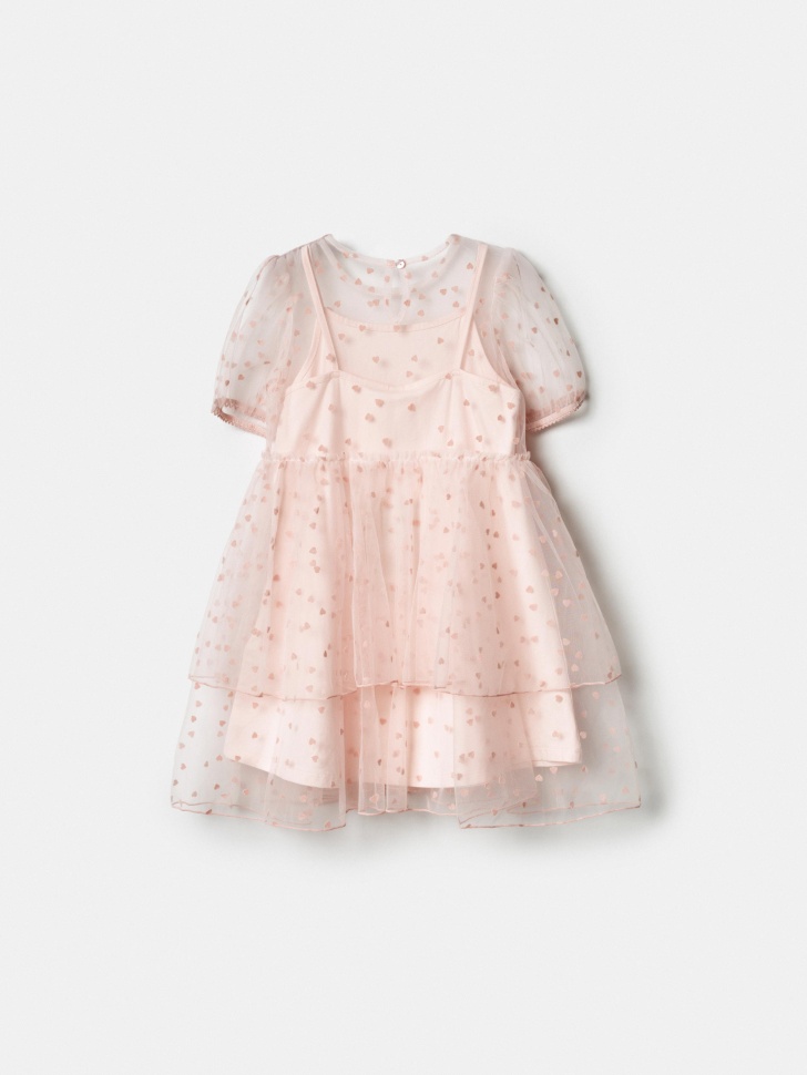 нарядное платье с принтом для девочек от бренда sela вид слева