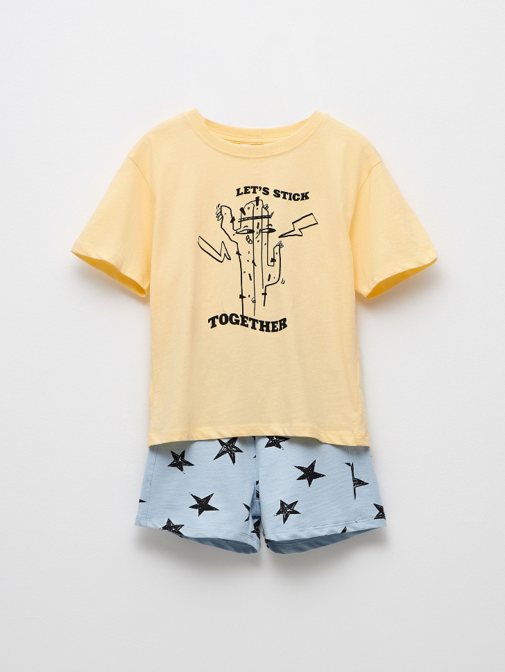 Комплект из футболки и шорт для мальчиков (желтый, 110)