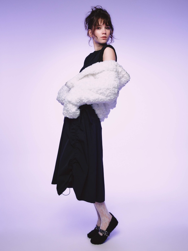 укороченная шуба из линейки  young из меха спереди