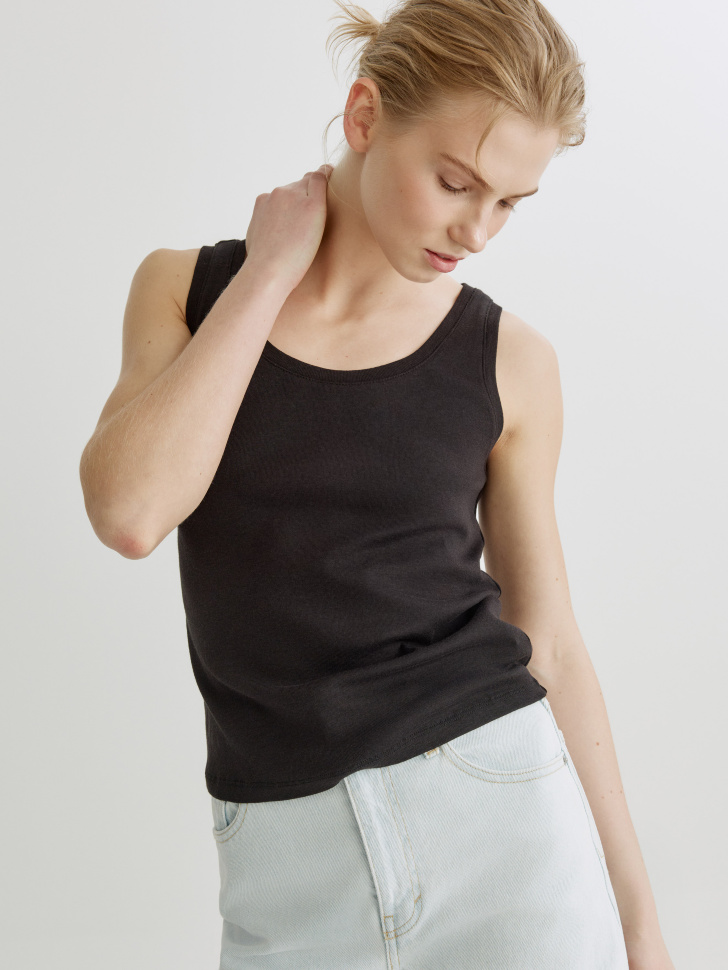 Топ SELA из модала и хлопка, черный, арт. 41448