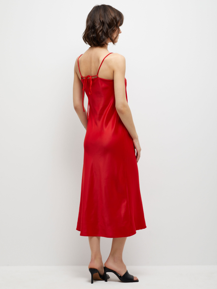 Сатиновое платье миди (красный, XS) от Sela