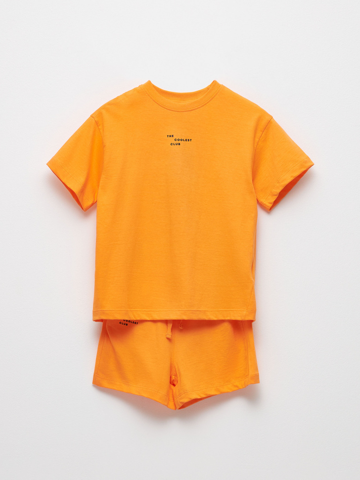 Комплект из футболки и шорт для мальчиков (оранжевый, 116)