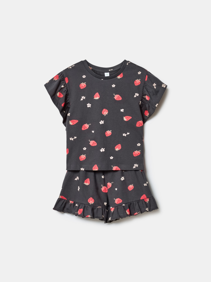 Комплект из футболки и шорт SELA для девочек, разноцветный, арт. 43975