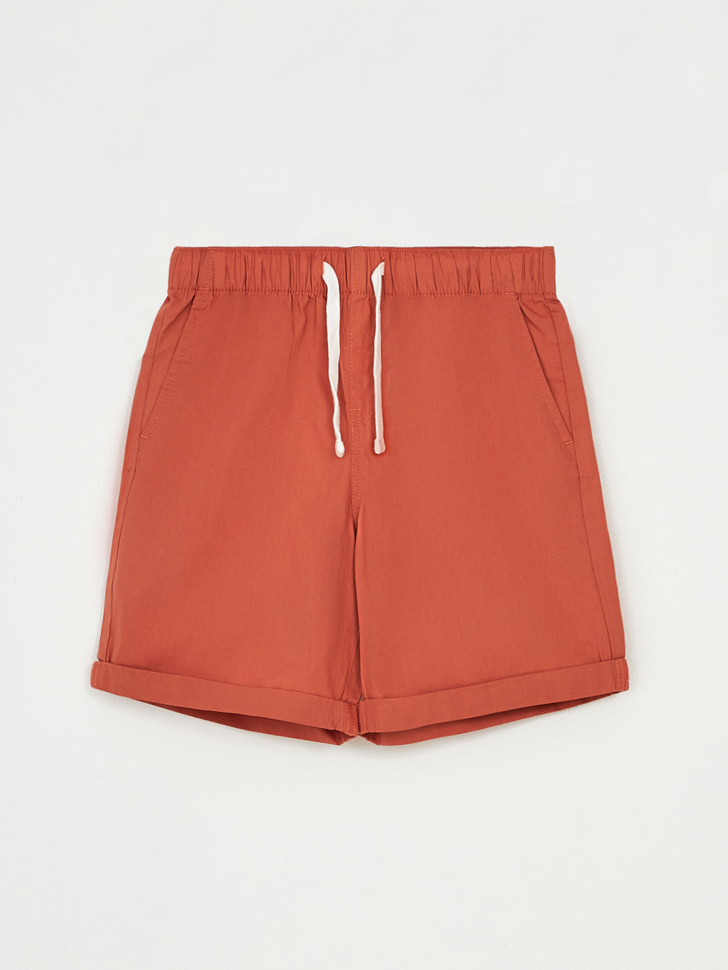 Хлопковые шорты с отворотами для мальчиков (оранжевый, 128)