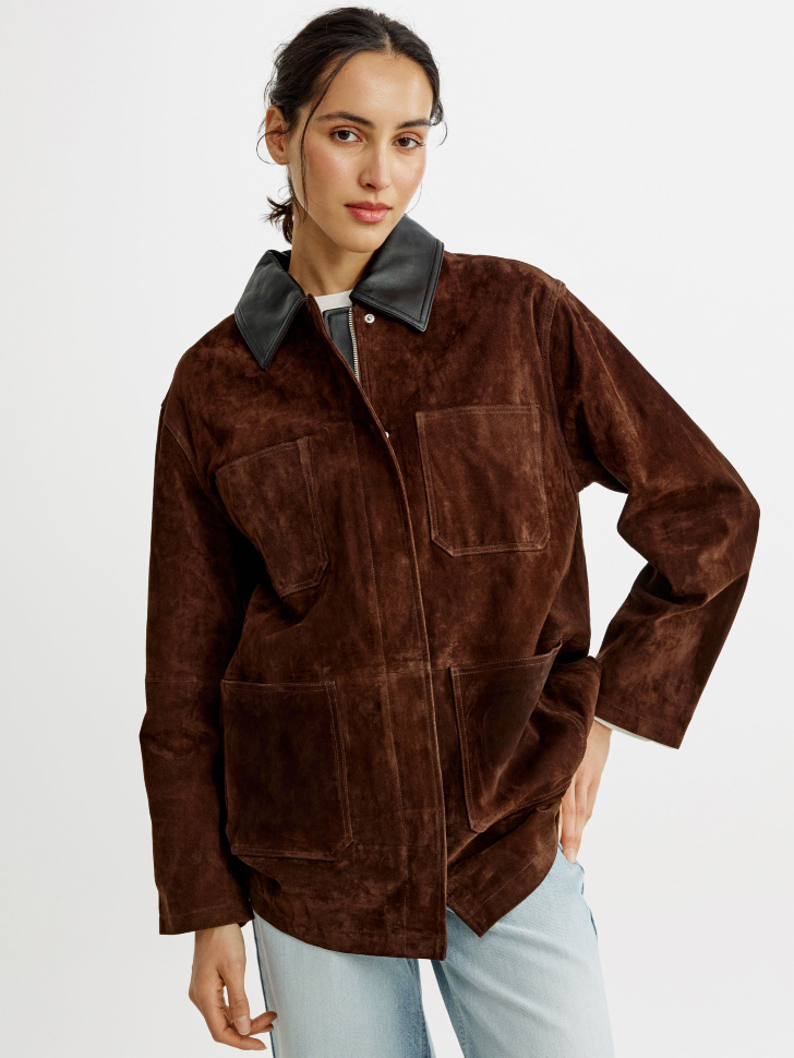 Куртка Sela из натуральной замши, коричневый, арт. 54388