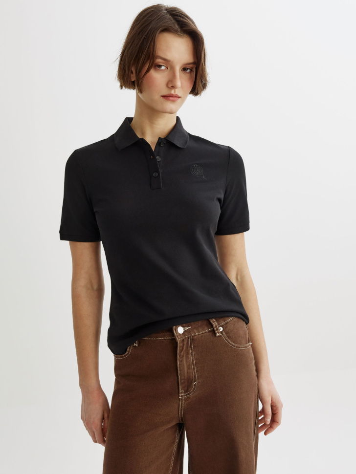 Поло Sela приталенное, черный, арт. 45440