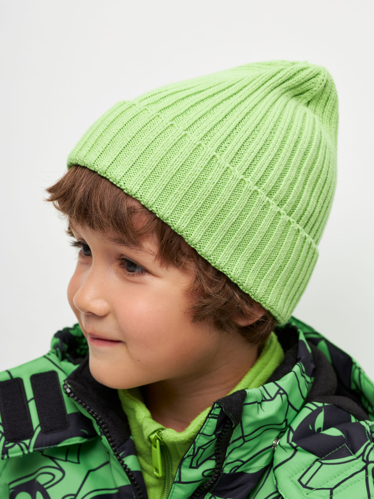 Базовая шапка-бини для мальчиков (зеленый, 54)