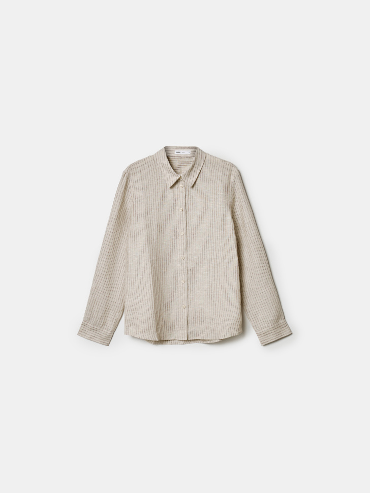 Льняная рубашка оверсайз Sela, бежевый, арт. 52395