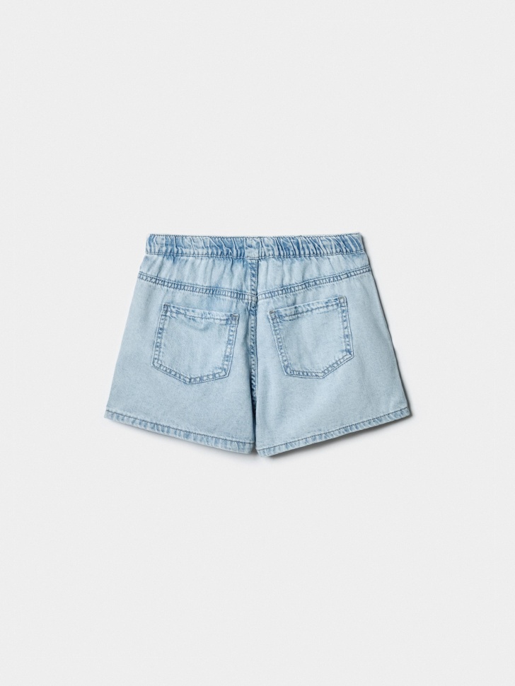 джинсовые шорты на резинке для девочек от бренда sela вид слева