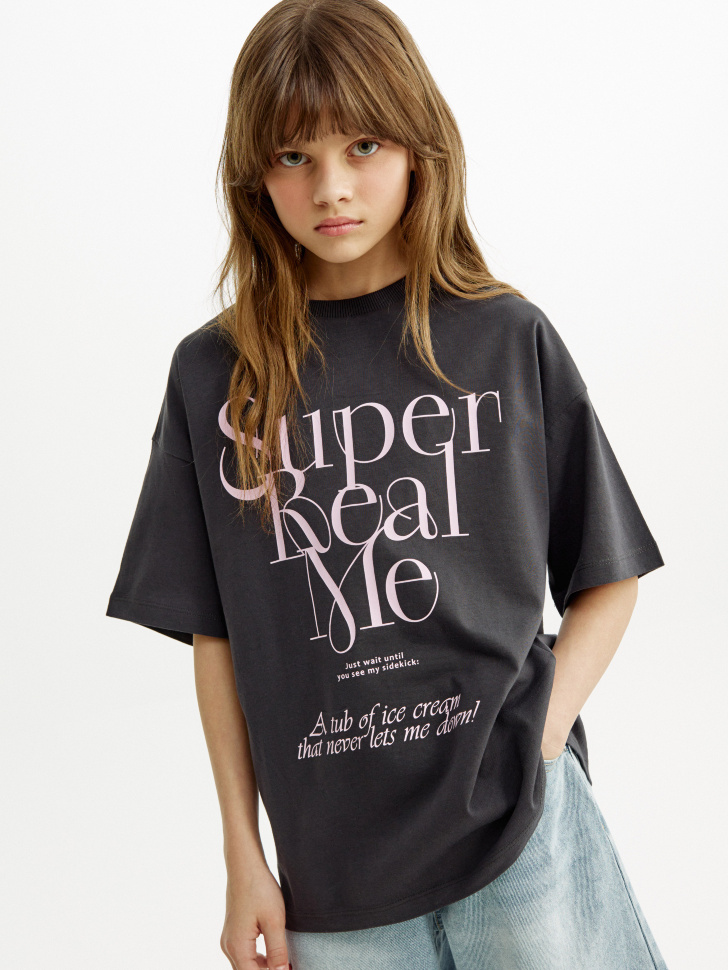 Футболка оверсайз с принтом для девочек 999₽