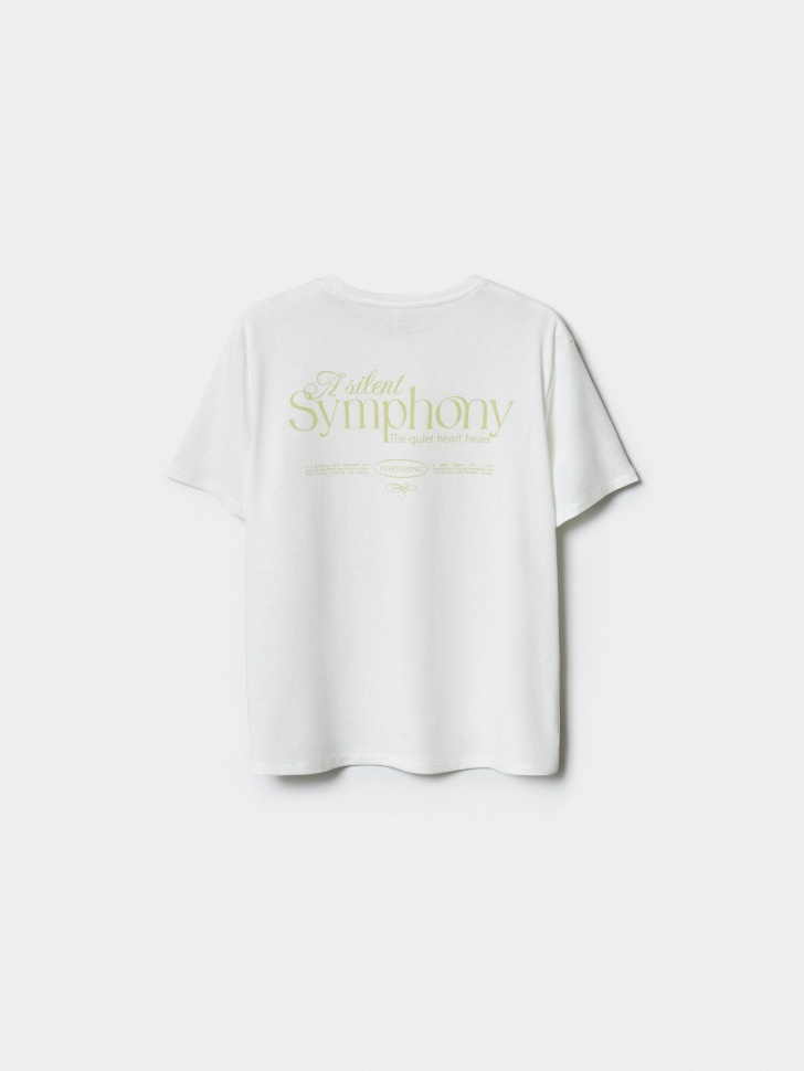 футболка с принтом из смесового тенселя от бренда sela вид слева