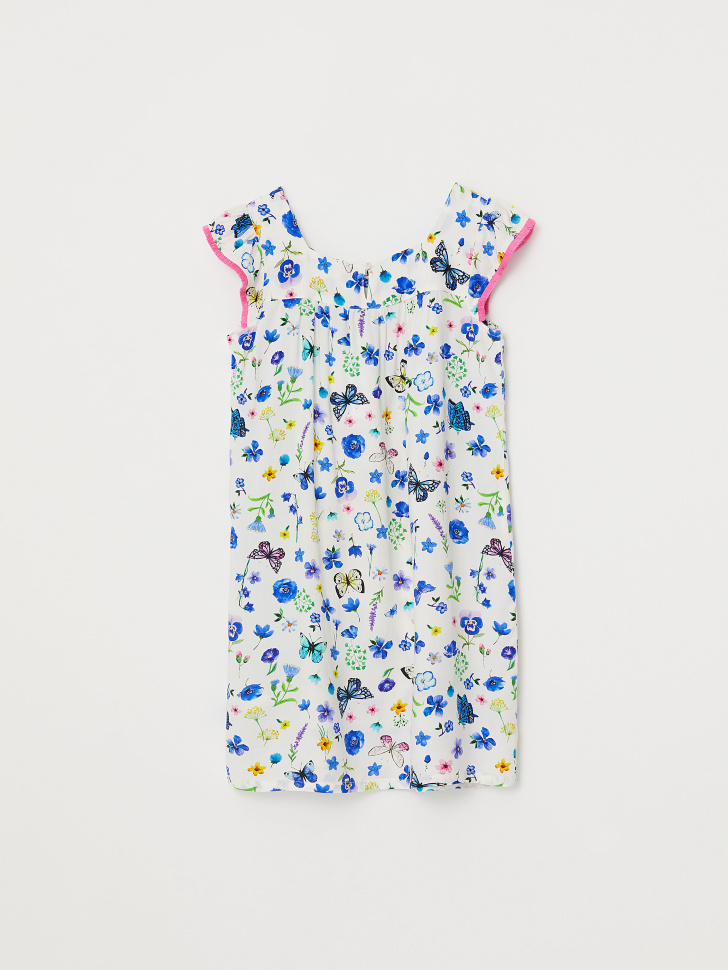 Вискозное платье с принтом для девочек (голубой, 92/ 2-3 YEARS) от Sela