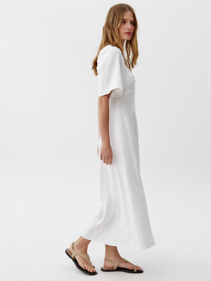 платье миди из смесового льна и вискозы из россии вид сбоку