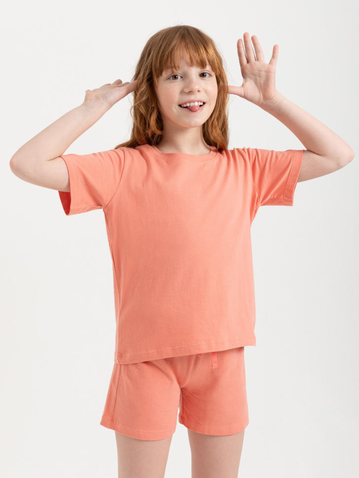 Трикотажная пижама для девочек (оранжевый, 134-140 (10-11 YEARS)) sela 4603374535817 - фото 1
