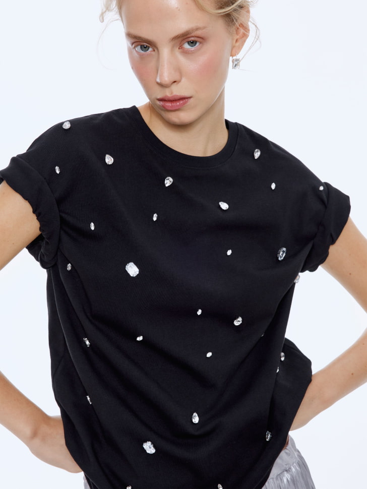 футболка оверсайз с декором из камней 4610517256980 фотография