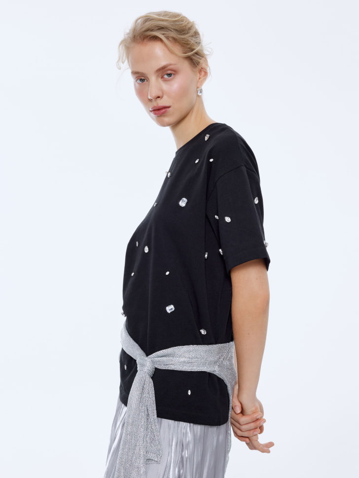 футболка оверсайз с декором из камней 4610517256980 с промокодом