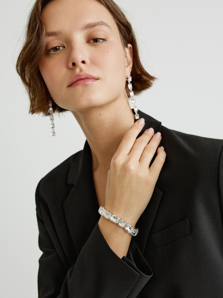 Браслет из прозрачных кристаллов, прозрачный, арт. 15700