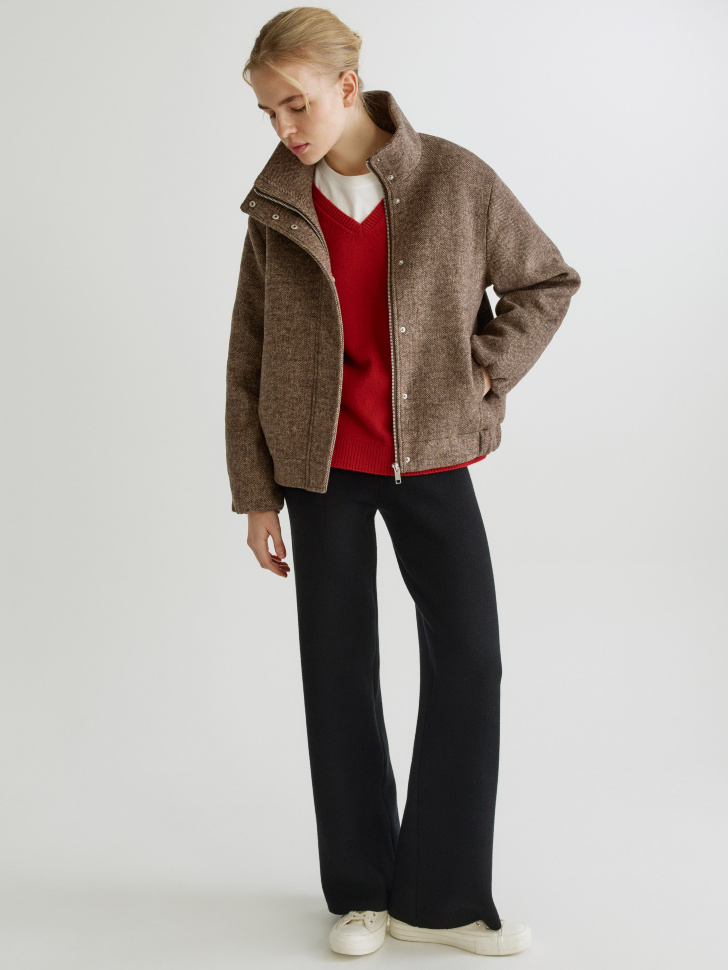 SELA Прямые вязаные брюки, черный, арт. 34516