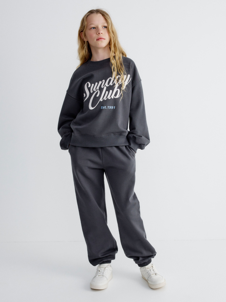 свитшот с принтом для девочек от бренда sela вид слева