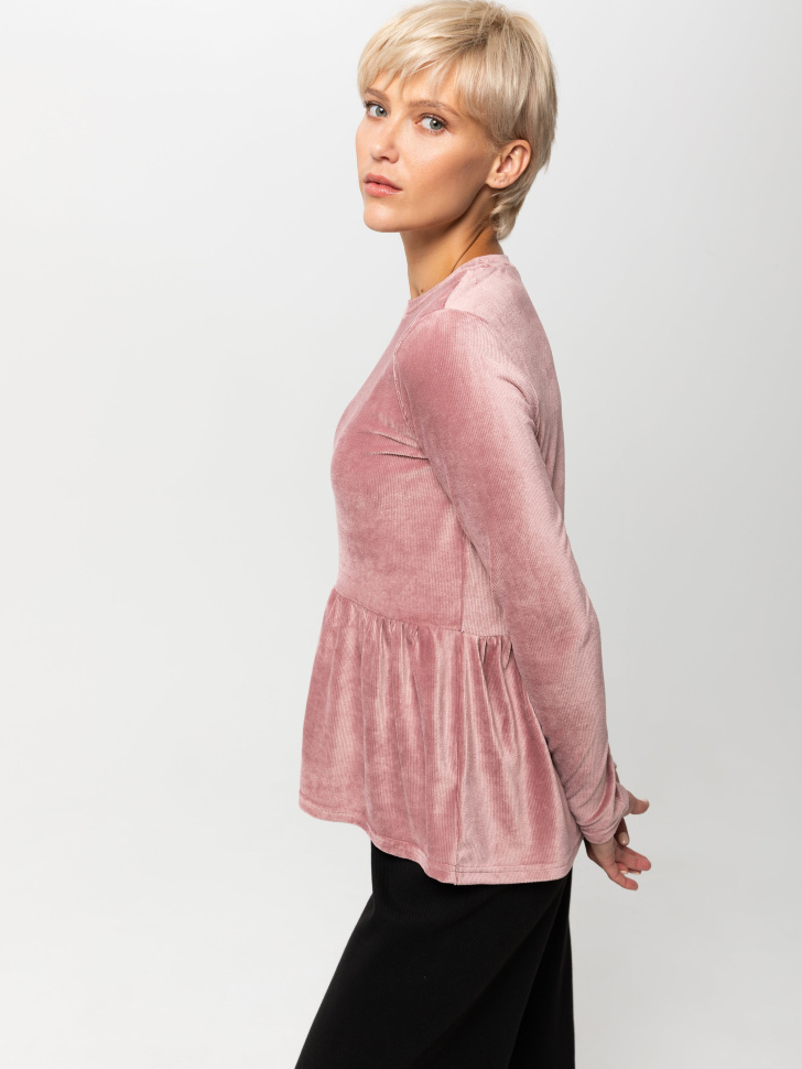 

Лонгслив из трикотажного вельвета, Коричневый