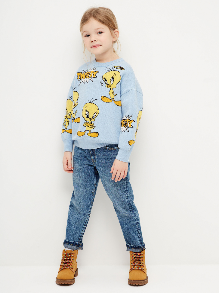 

Джинсы Mom fit для девочек, Синий