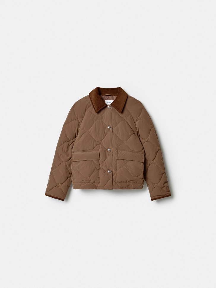 Стеганая куртка Sela с вельветовым воротником, коричневый, арт. 41119