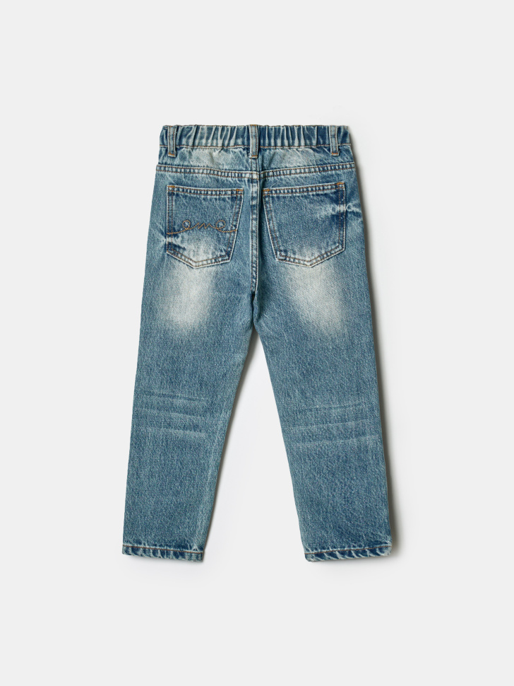 зауженные джинсы на резинке для мальчиков от бренда sela вид слева