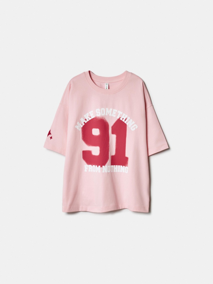 футболка оверсайз с принтом для девочек по цене 1299 руб вид справа