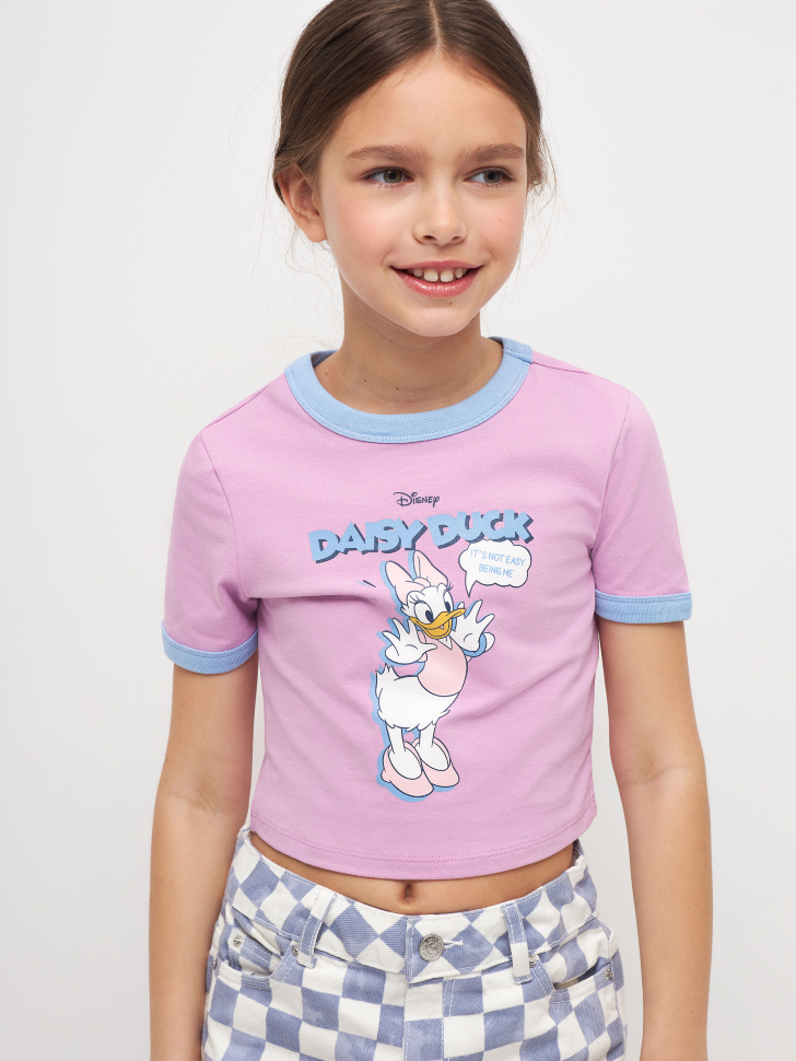 

Футболка с принтом Disney Daisy Duck для девочек, Розовый