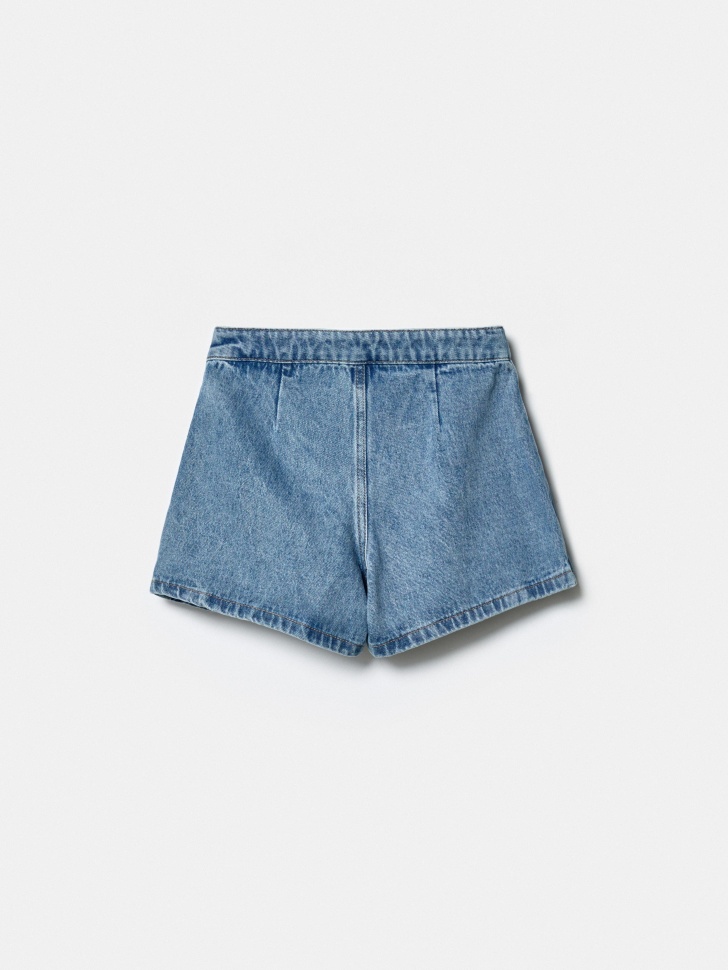 джинсовая юбка-шорты в складку для девочек из россии вид сбоку