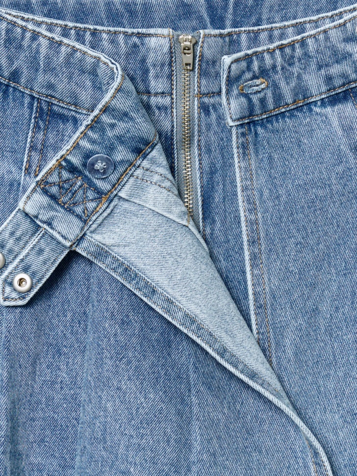 джинсовая юбка-шорты в складку для девочек из хлопка спереди