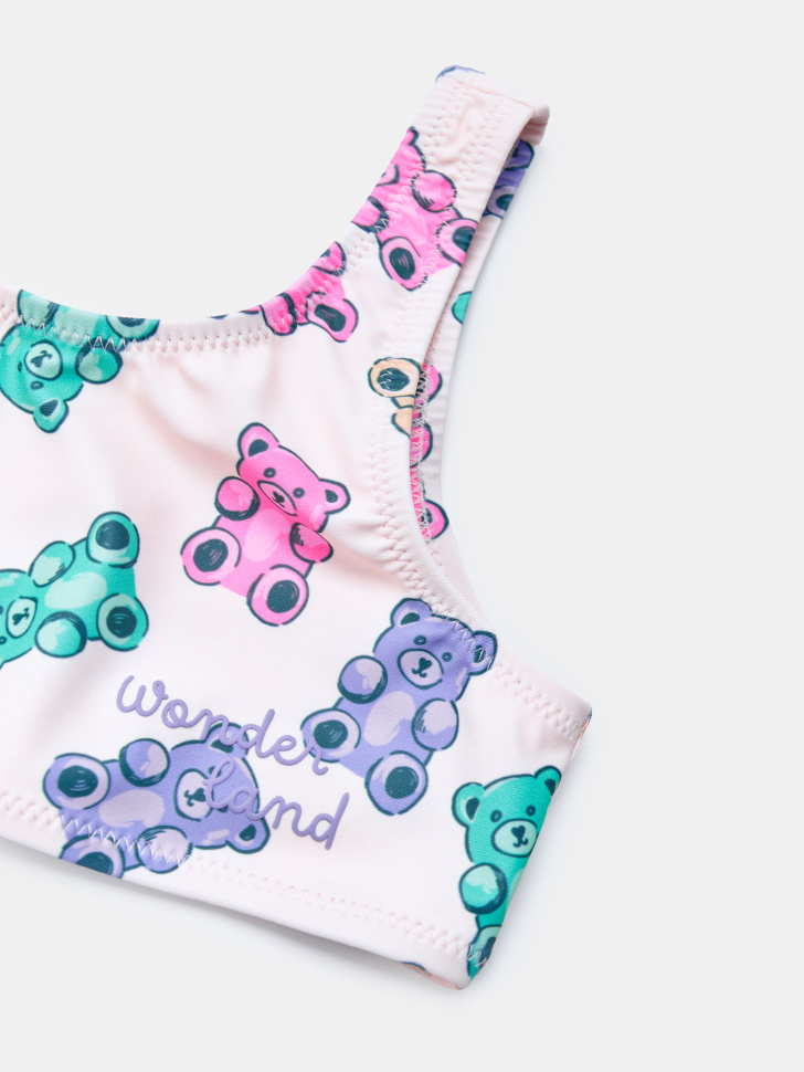 раздельный купальник с принтом для девочек от бренда sela вид слева