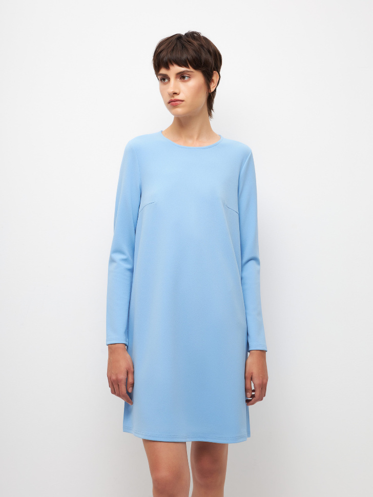 Трикотажное платье А-силуэта (синий, XS) sela 4680129732622 - фото 2